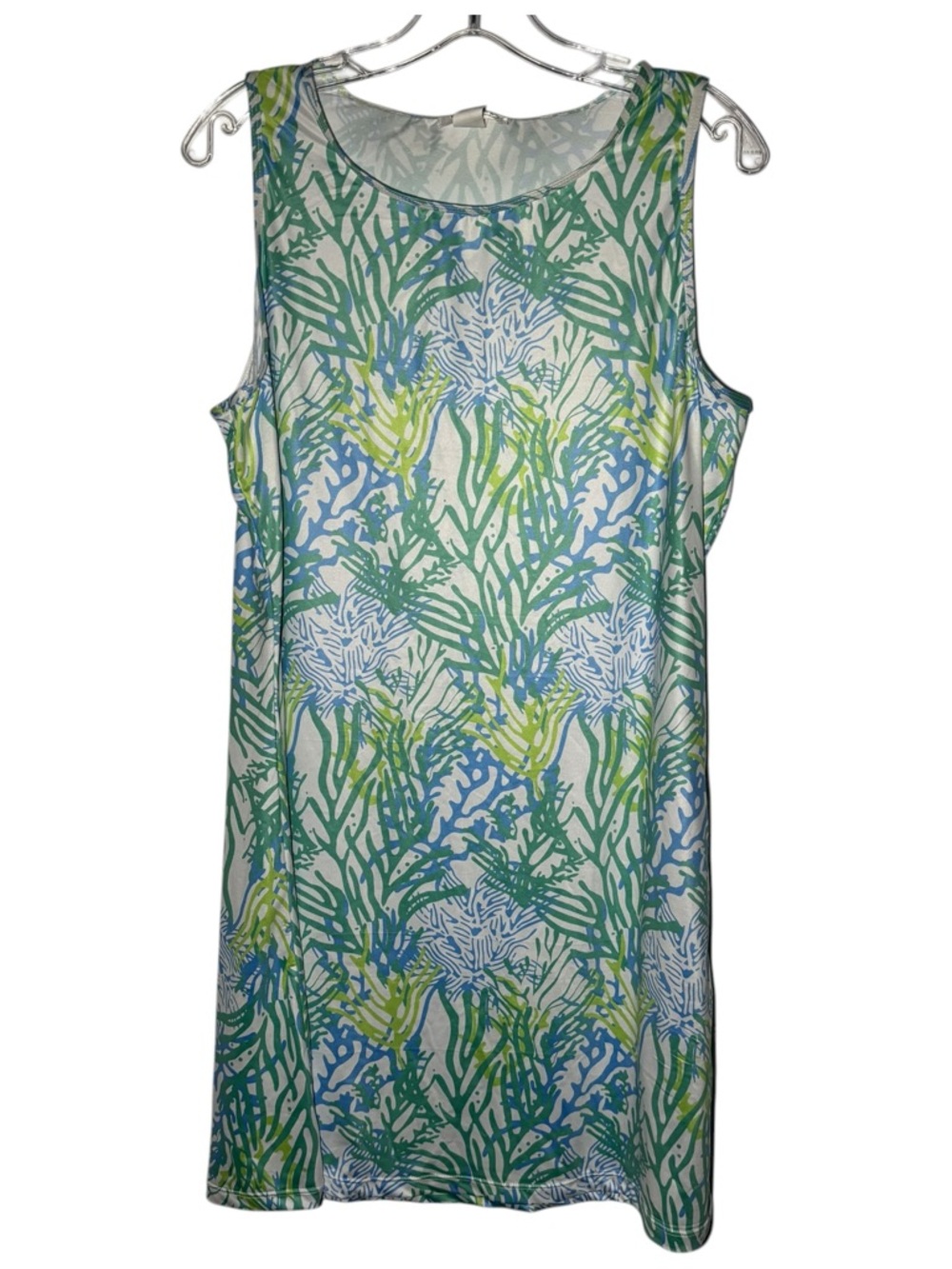 Viv & Lou Tropical Coral Print Shift Dress Women S M Sleeveless Beach Resort